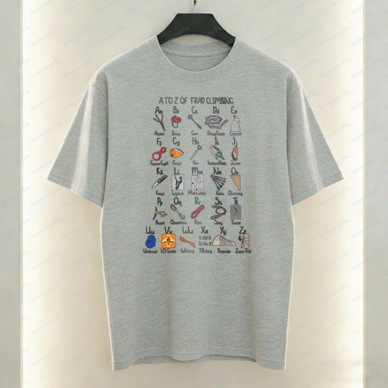 Sports Equipment A To Z - Kaos Pria Climbing Gear Alphabet A
